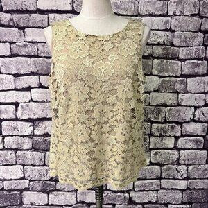 Jones New York Beige Lace Over Lining Blouse Size 14W